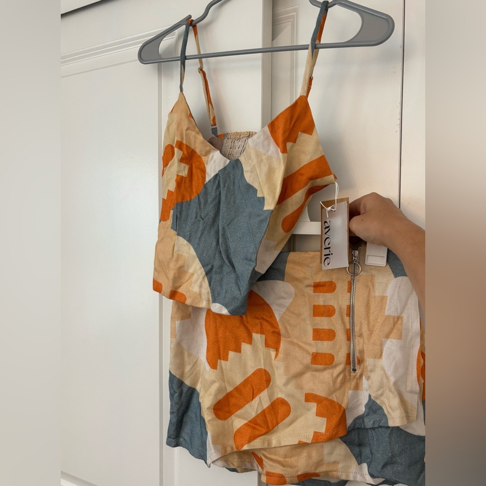 Orange and Blue Abstract Print Set